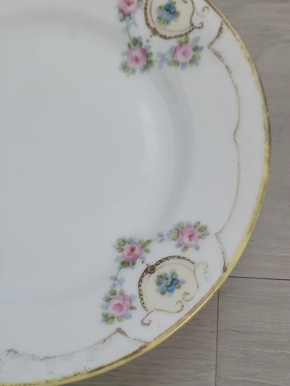 Vintage Nippon Hand Painted Floral Small Plates Set of 2 Gold Grandma Delicate